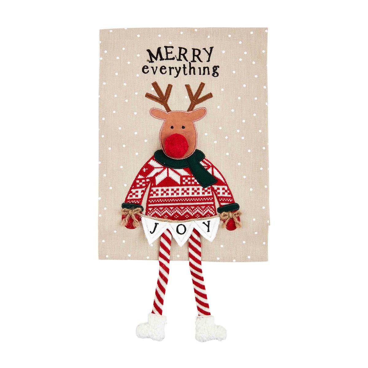 reindeer christmas dangle leg towel displayed on a white background