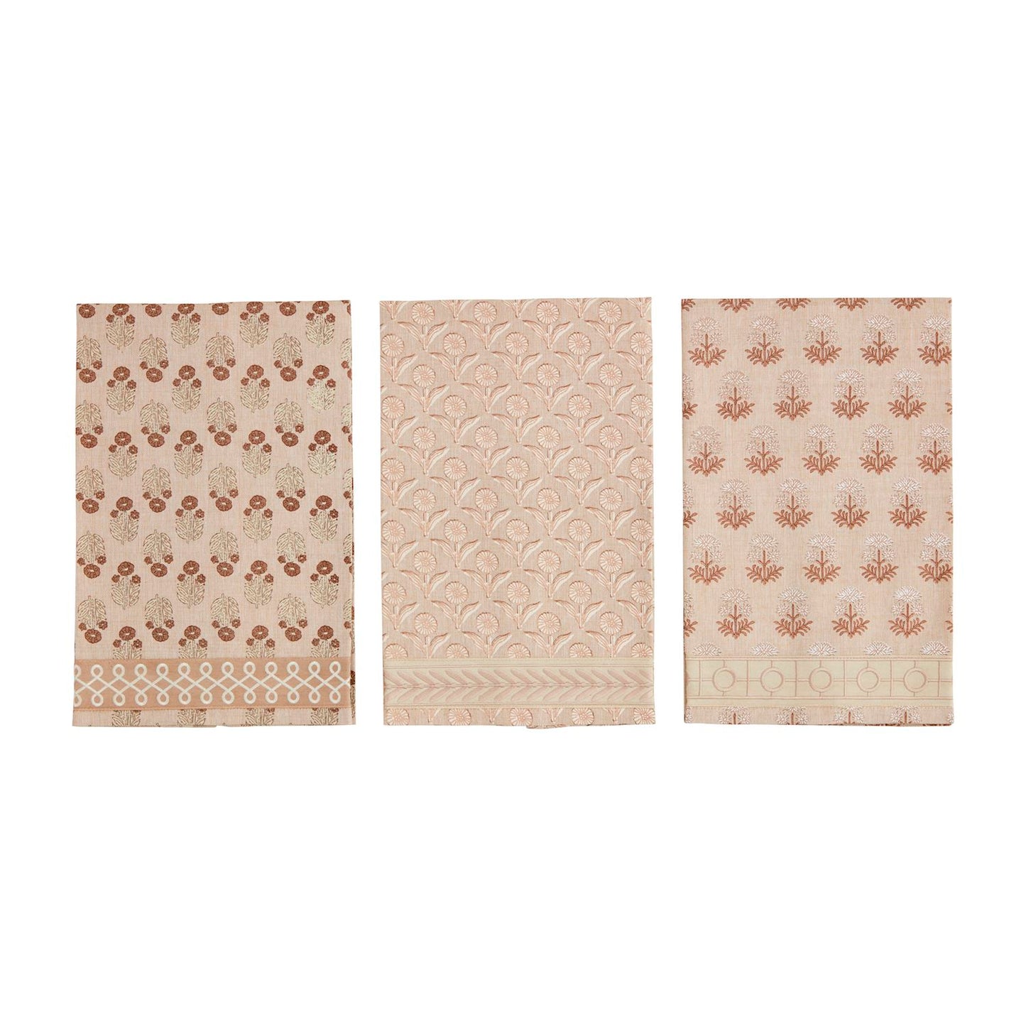 Mud Pie - Taupe Block Print Ribbon Towel