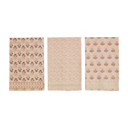 Mud Pie - Taupe Block Print Ribbon Towel