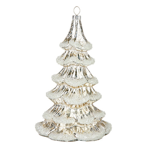 silver and white tree shaped ornament.