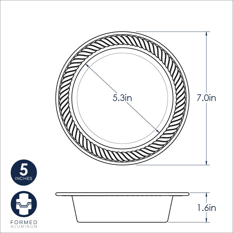 diagram of Personal Pie Pan with measurments.