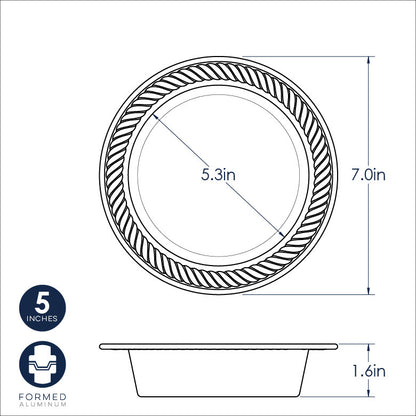 diagram of Personal Pie Pan with measurments.