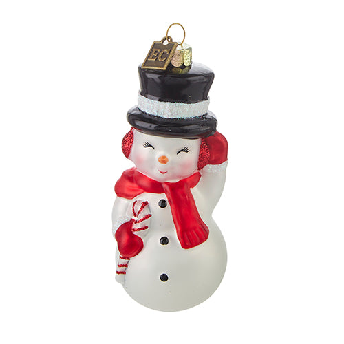 snowman with top hat ornament on a white background