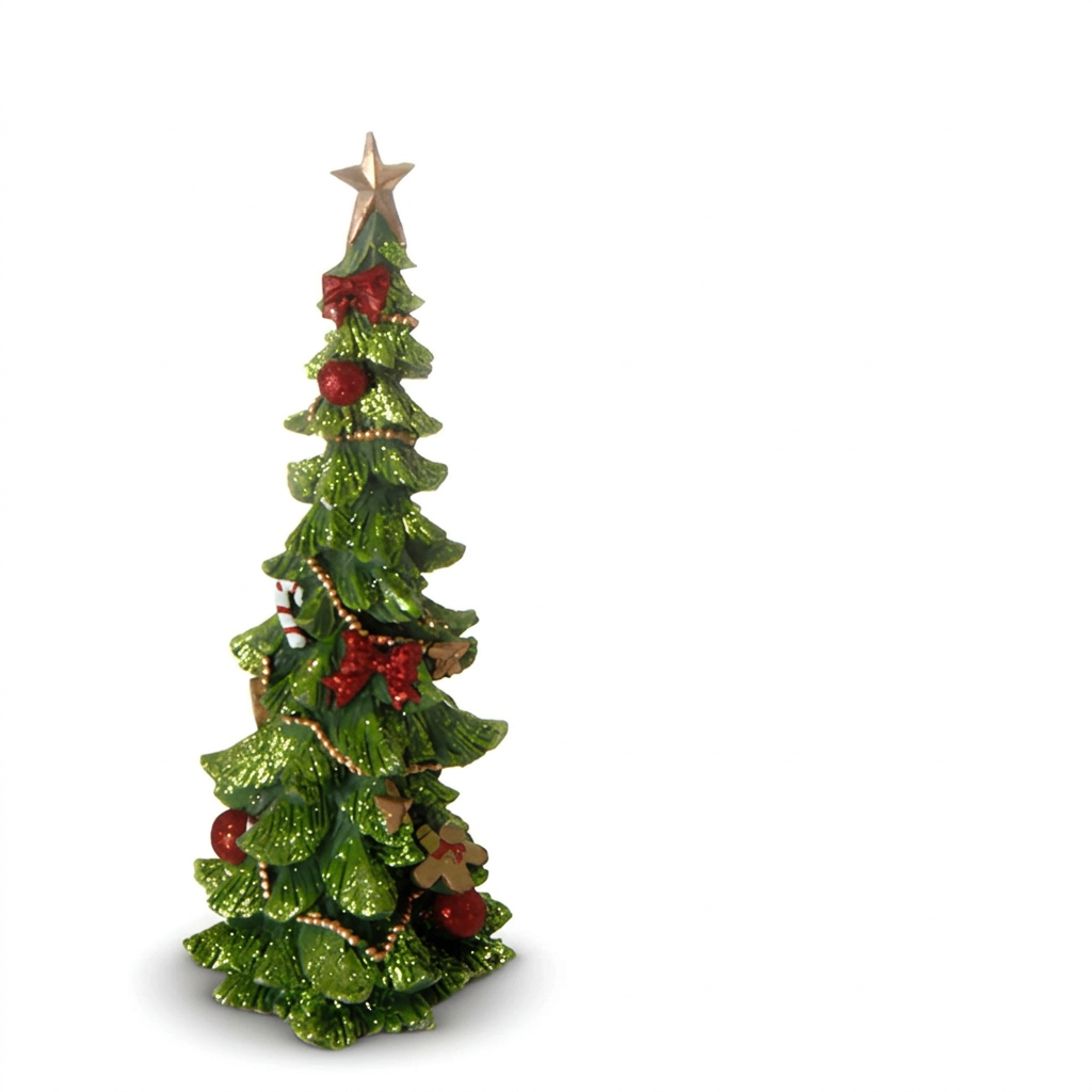 small green glitter tree on a white background