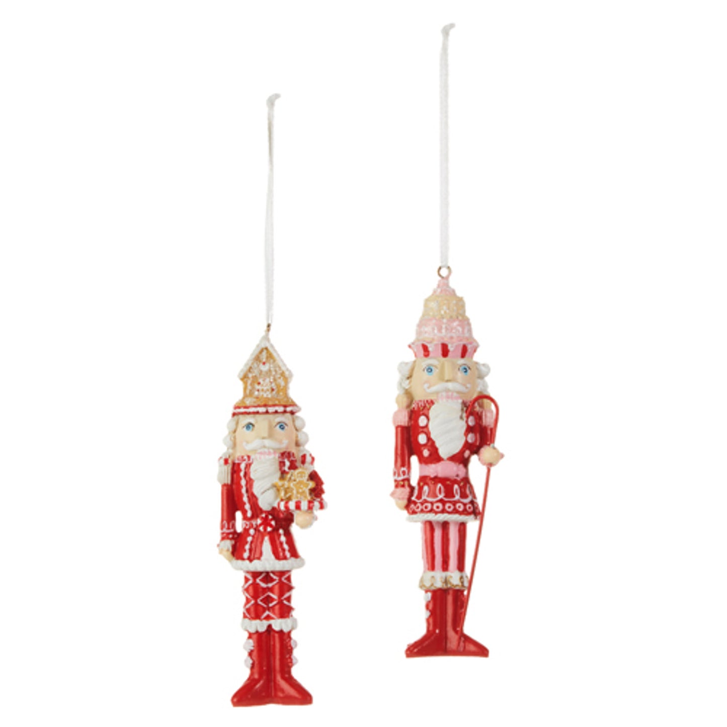 2 styles of Gingerbread Nutcracker Ornaments on a white background.