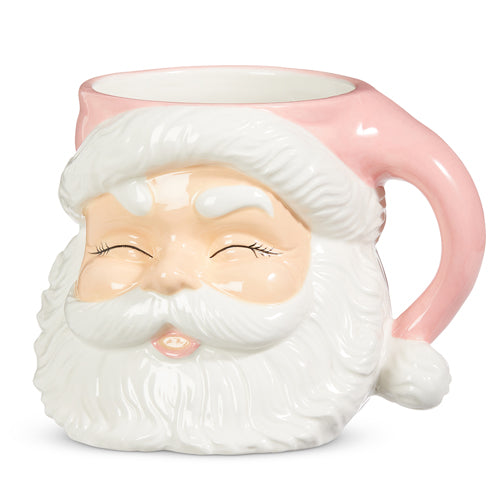 santa container with pink hat and handle against a white background