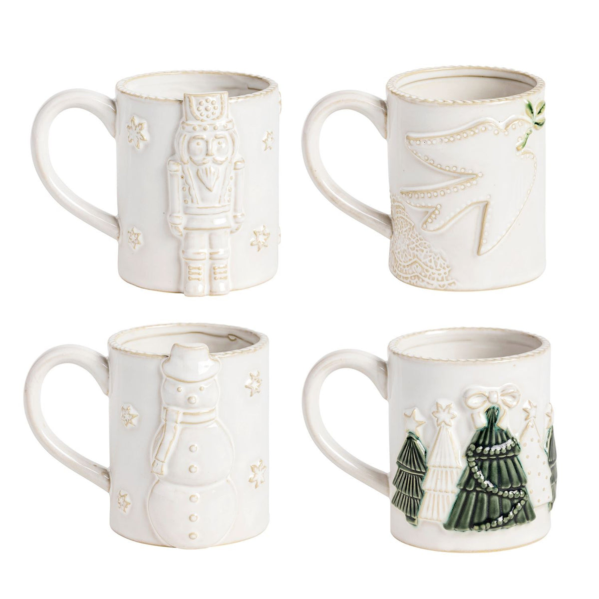 4 mugs on a white background