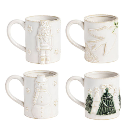 4 mugs on a white background