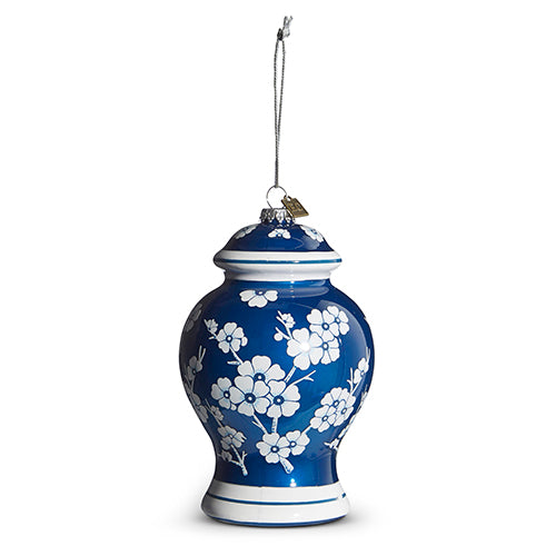 royal blue ginger jar ornament displayed on a white background