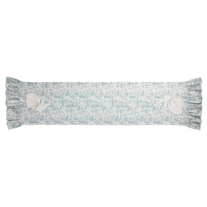 Blue Toile Easter Table Runner laying flat on a white background