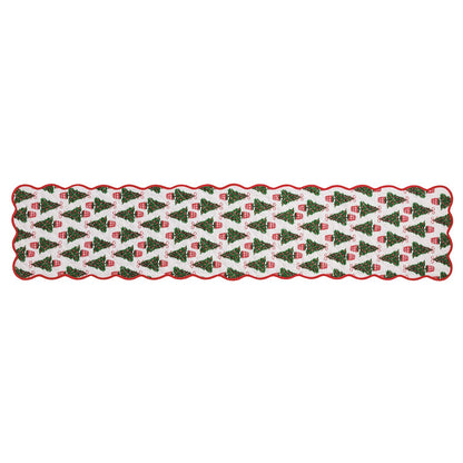 quilted tree table runner on a white background