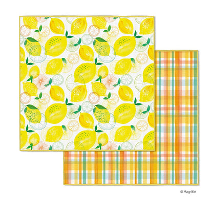 set of the lemon plaid dish cloths on a white background