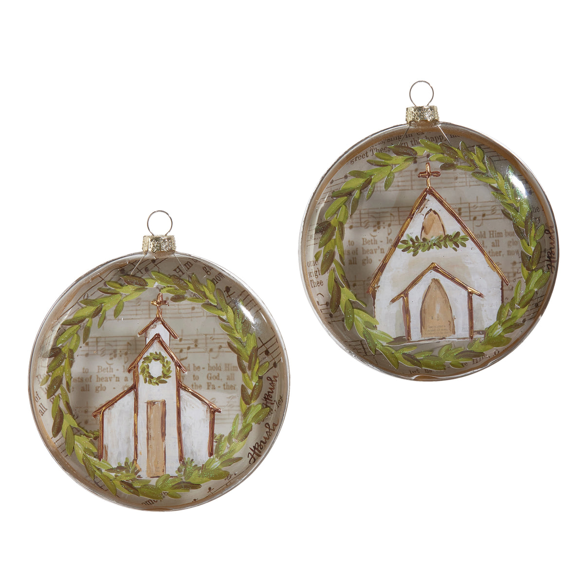 2 round music sheet church disc Ornaments