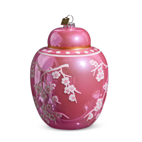 pink ginger jar ornament shown on a white background.