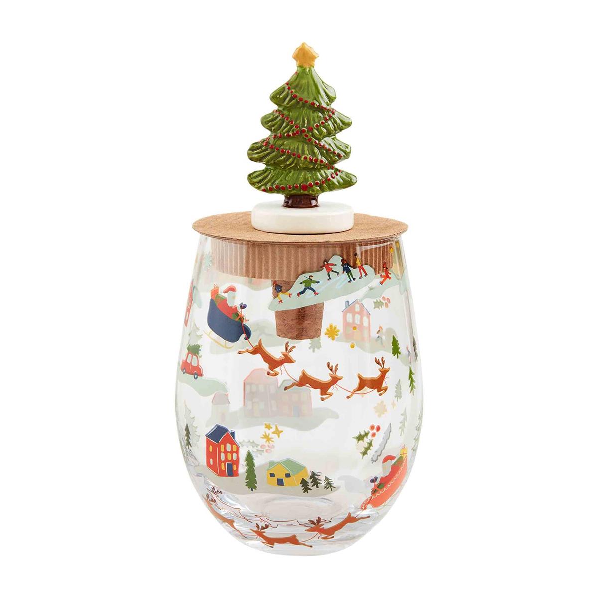 santa sleigh and christmas tree stopper set displayed against a white background