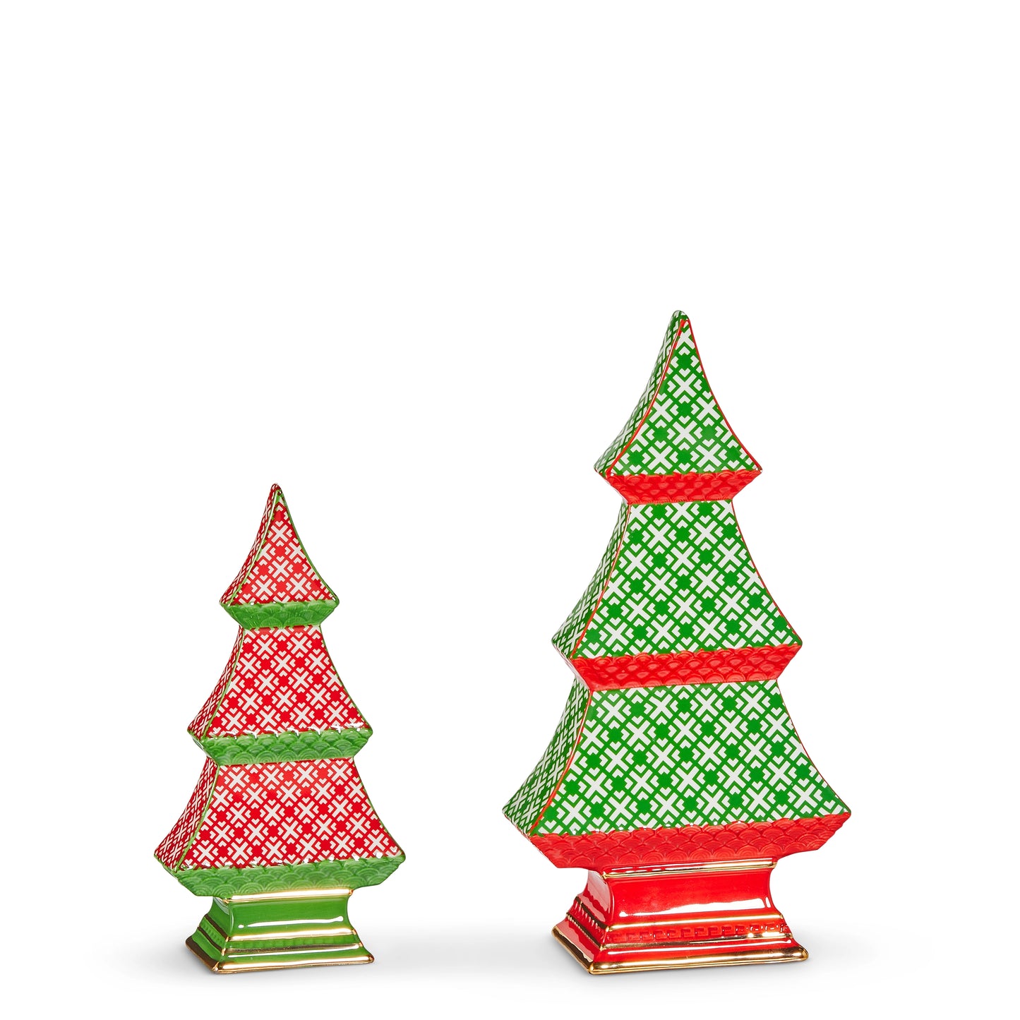 geometric patterned table top Christmas trees