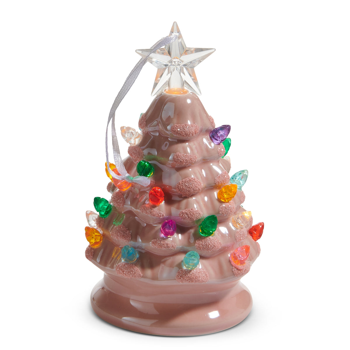 Lighted Pink Vintage Tree Ornament on a white background