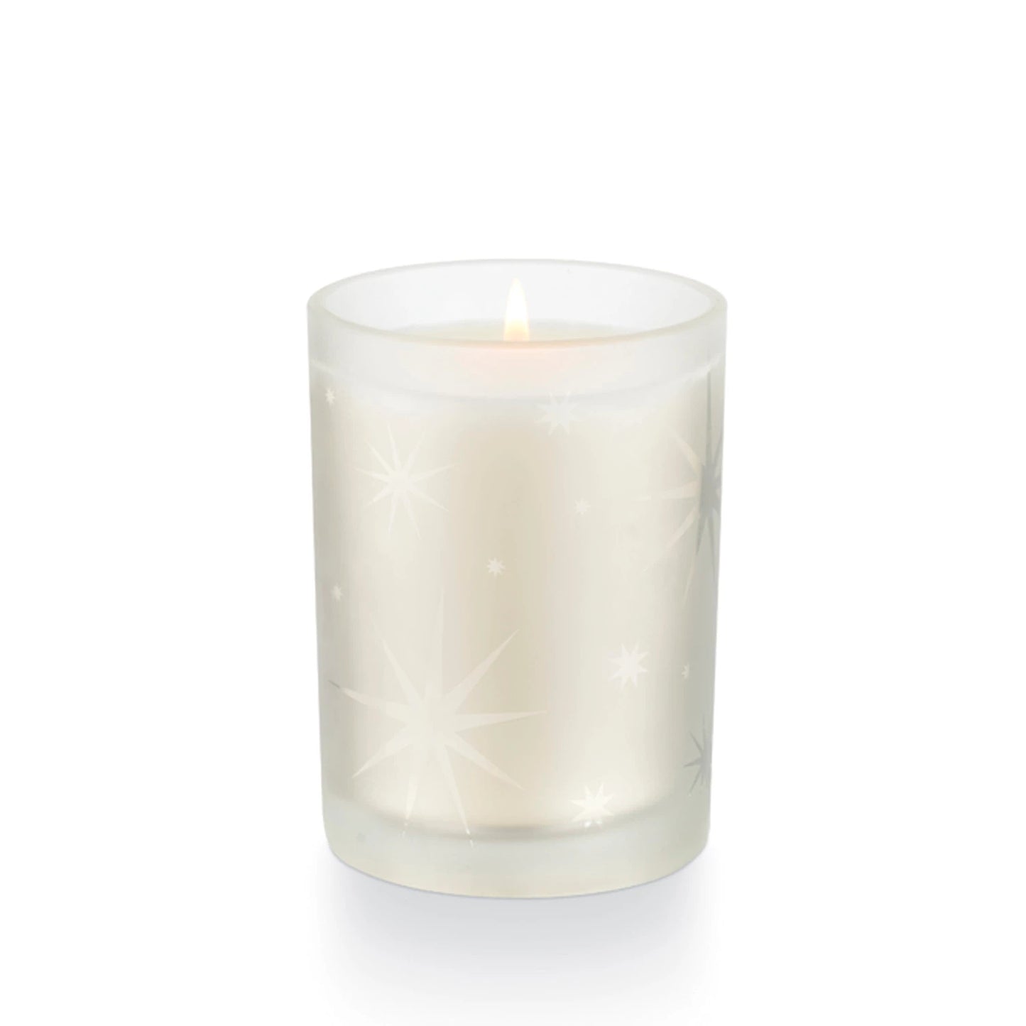 lit Wondermint Glass Candle