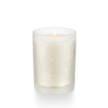 lit Wondermint Glass Candle