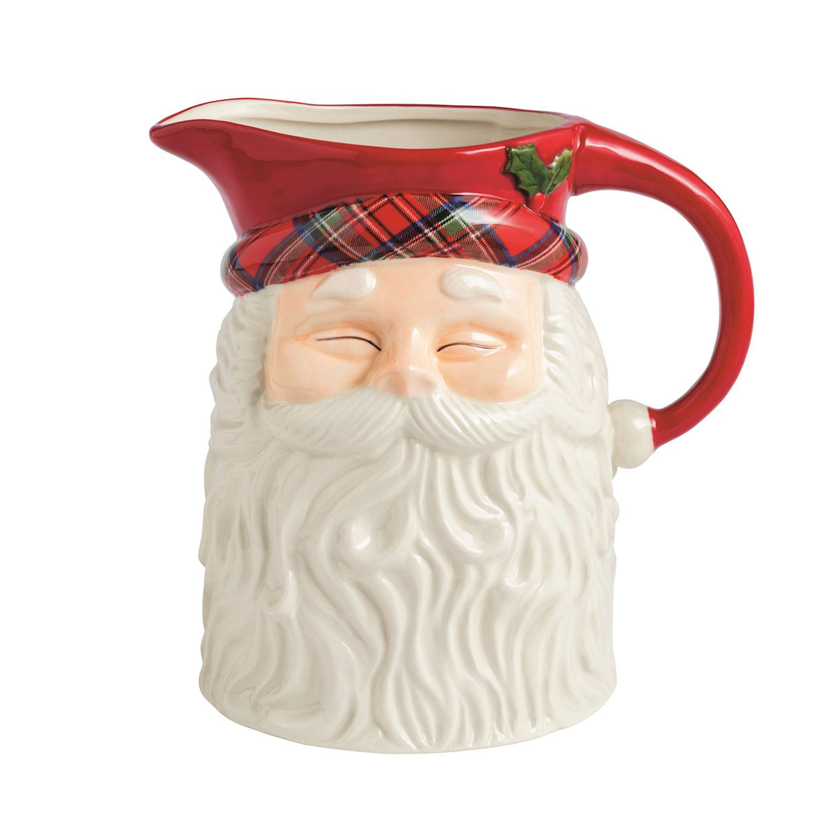 tartan santa pitcher on a white background