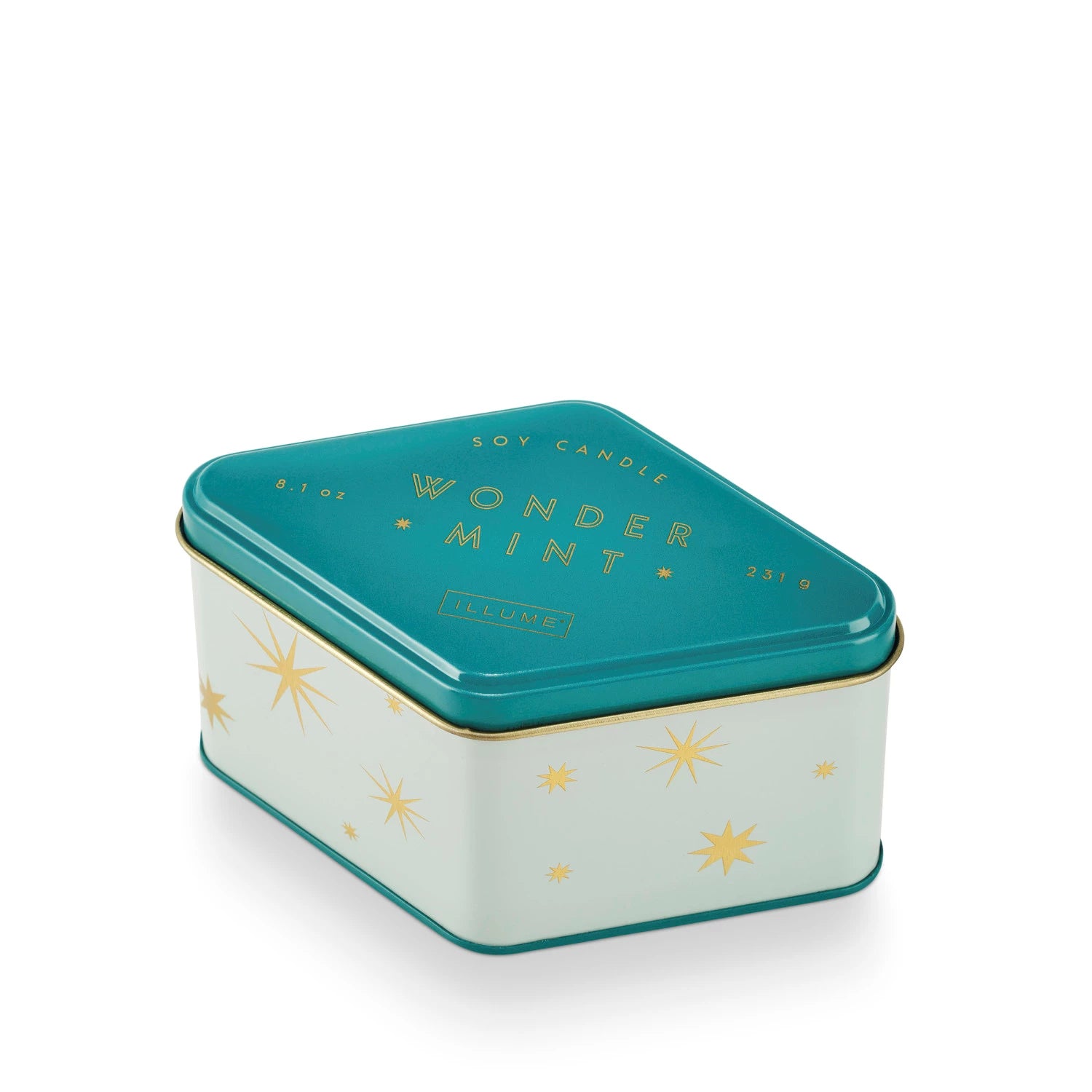 Wondermint Mini Tin Candle with lid on it