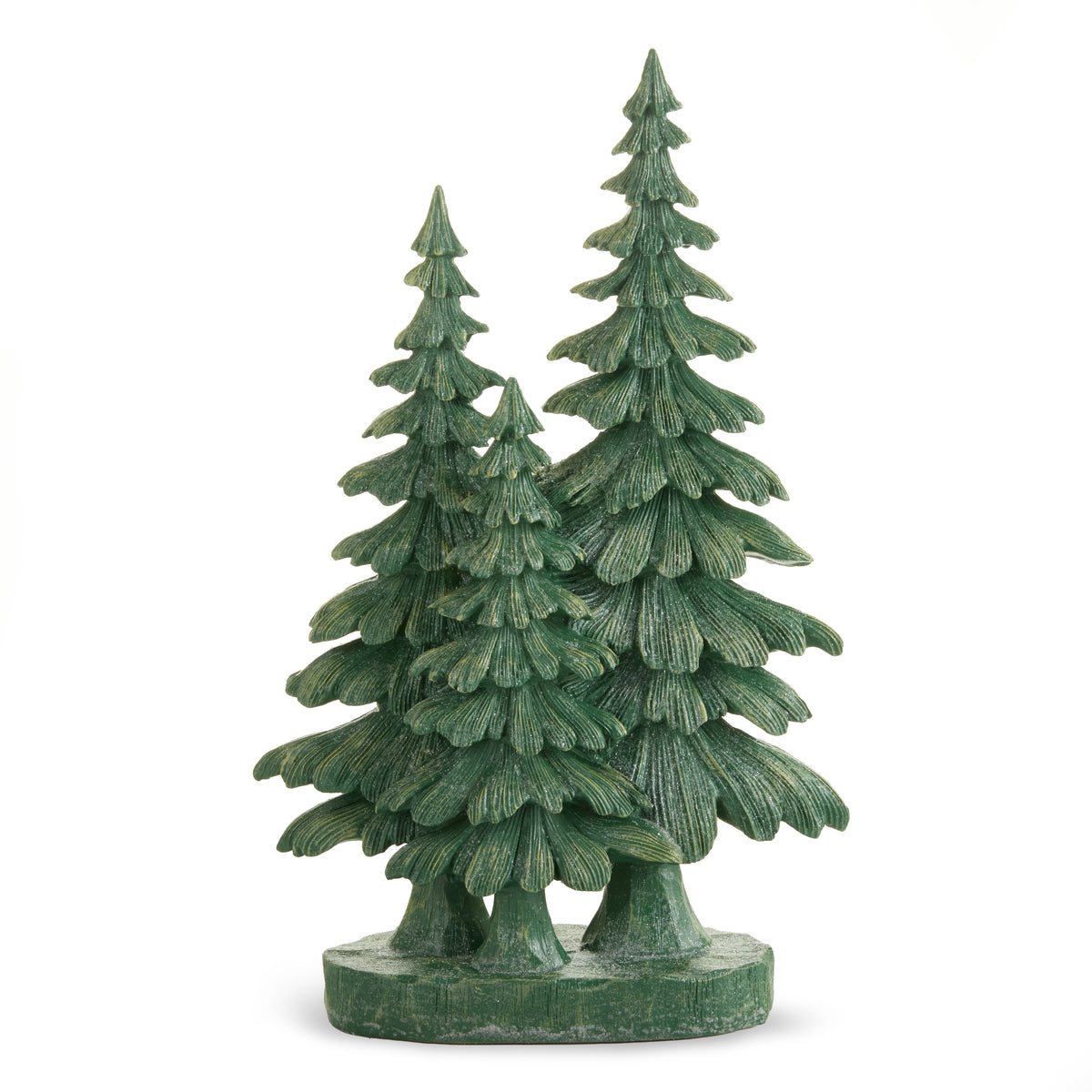 cluster of Green Spruce Trees shown  on a white background