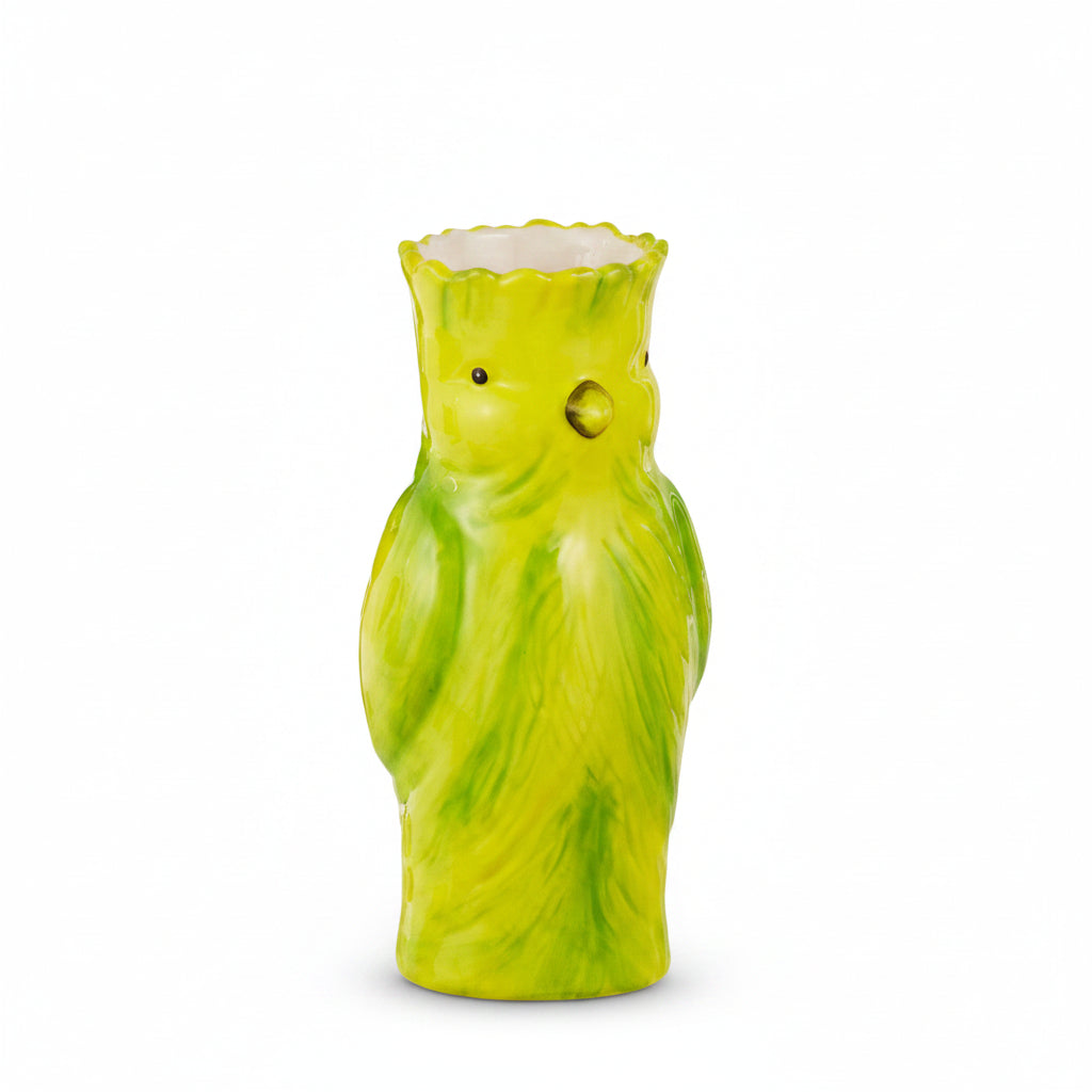greenish yellow cockatoo bud vases shown on a white background
