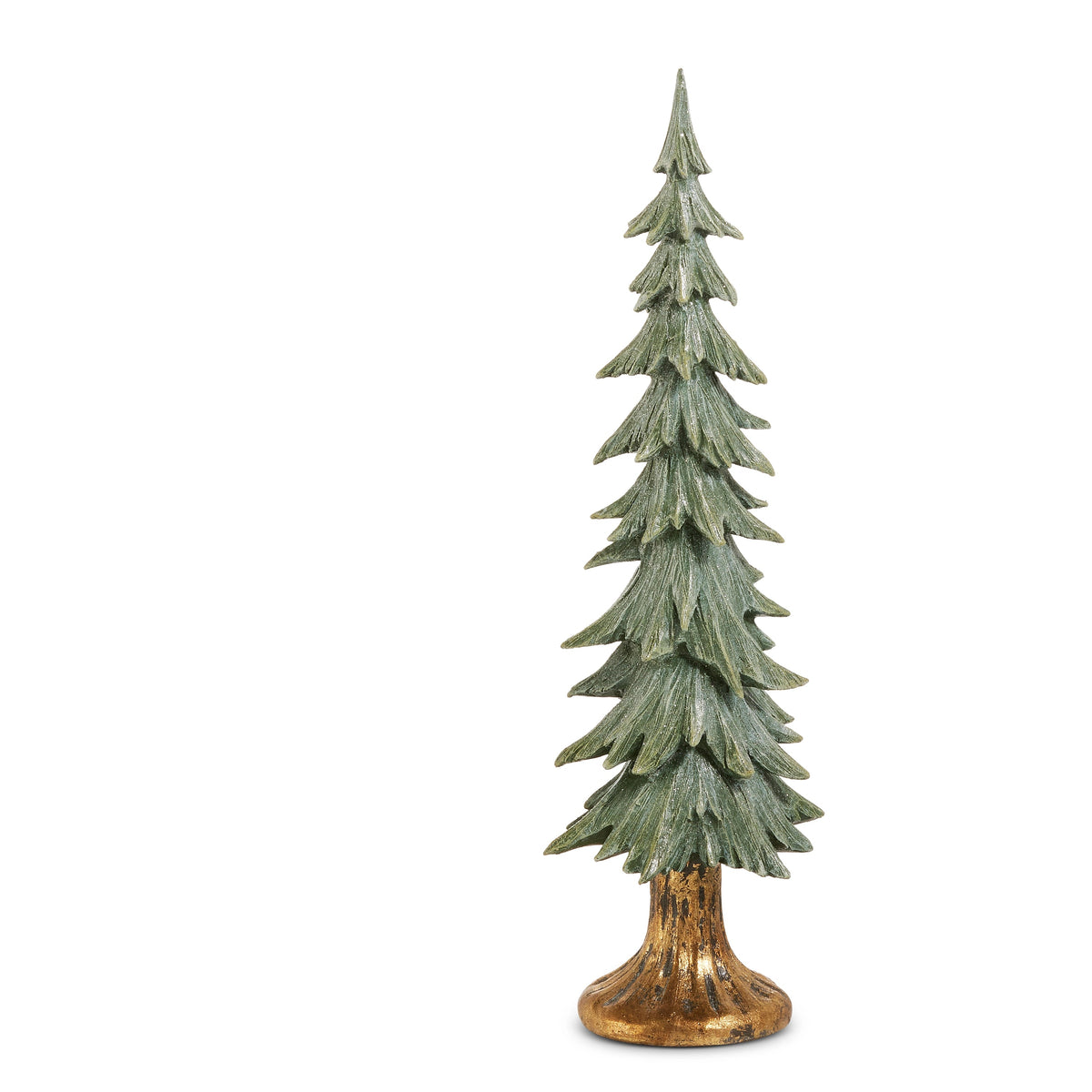 larger green tree on golden base shown on a white background