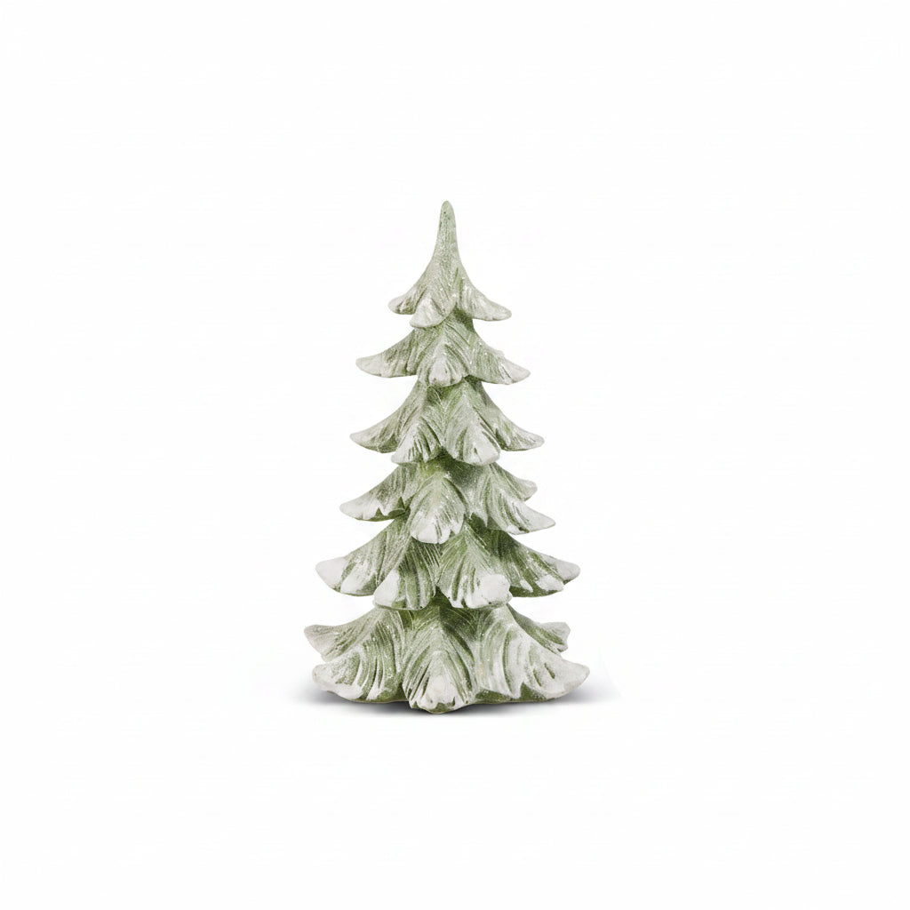 small decorative tree with snow effect on a white background