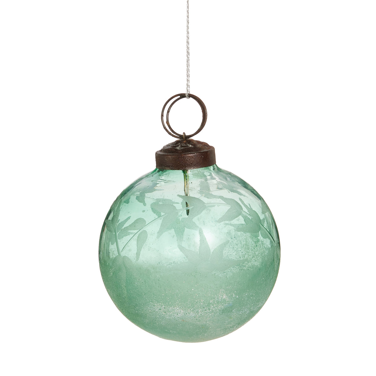 Sage Green Patterned glass Ornament on a white background