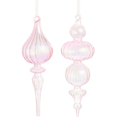 2 Soft Pink Finial Ornaments on a white background