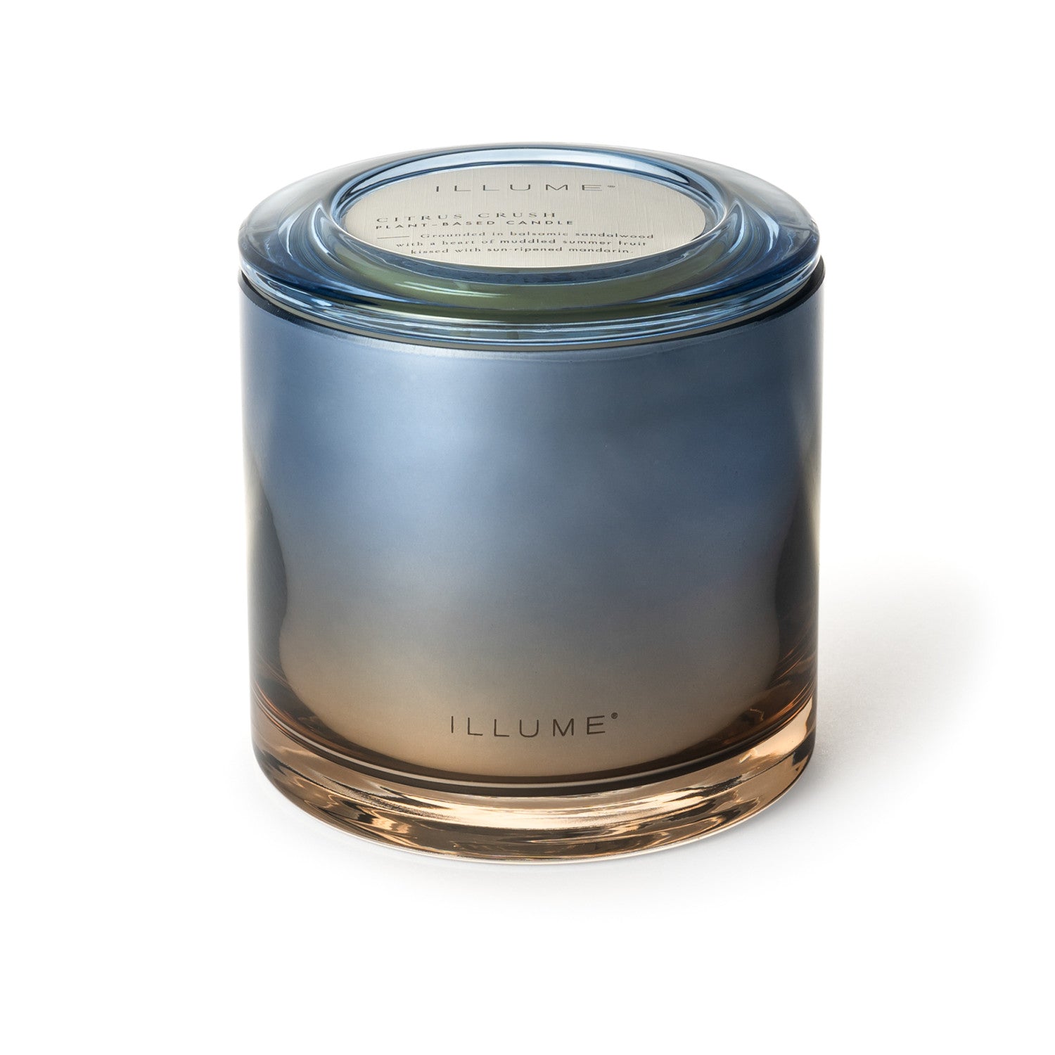 Citrus Crush Statement Glass Candle with the lid on it