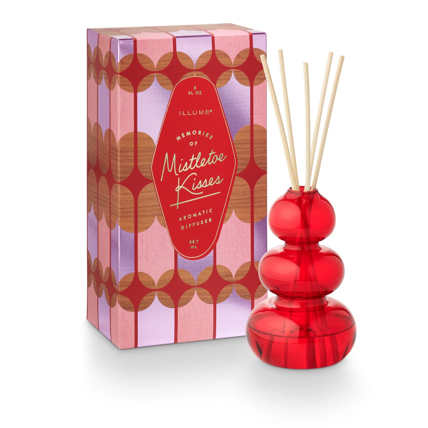 Mistletoe Kisses Bubbled Diffuser set next to its box packaging