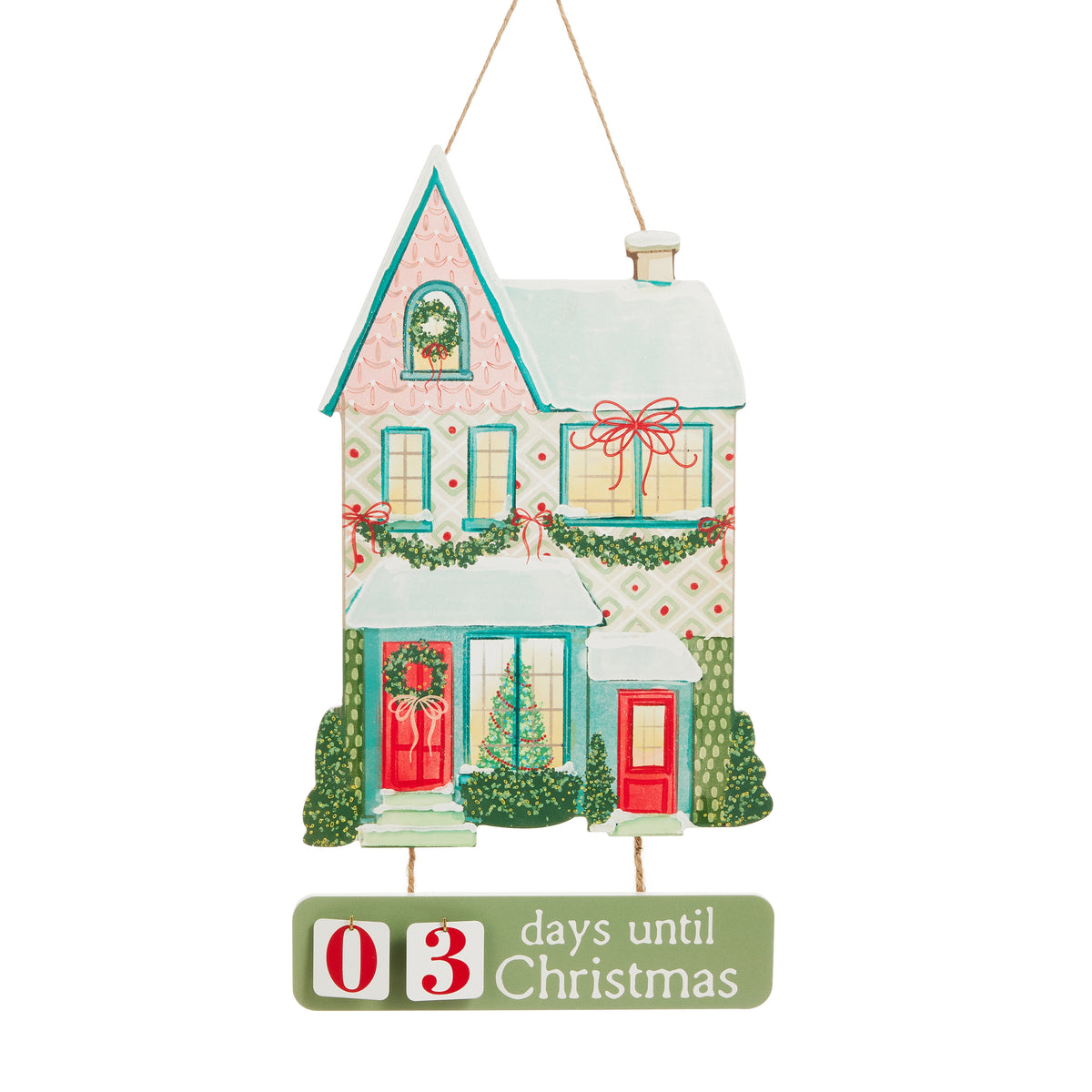 Snowflake Lane Christmas Count Down Sign on a white background