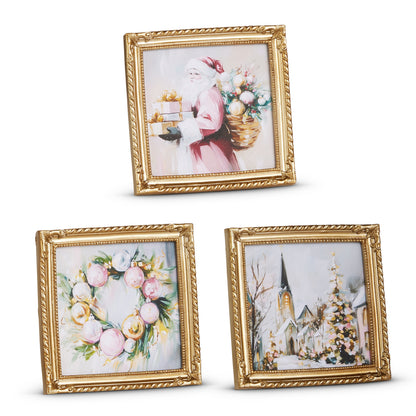 3 twilight tidings mini framed wall art agains a white background