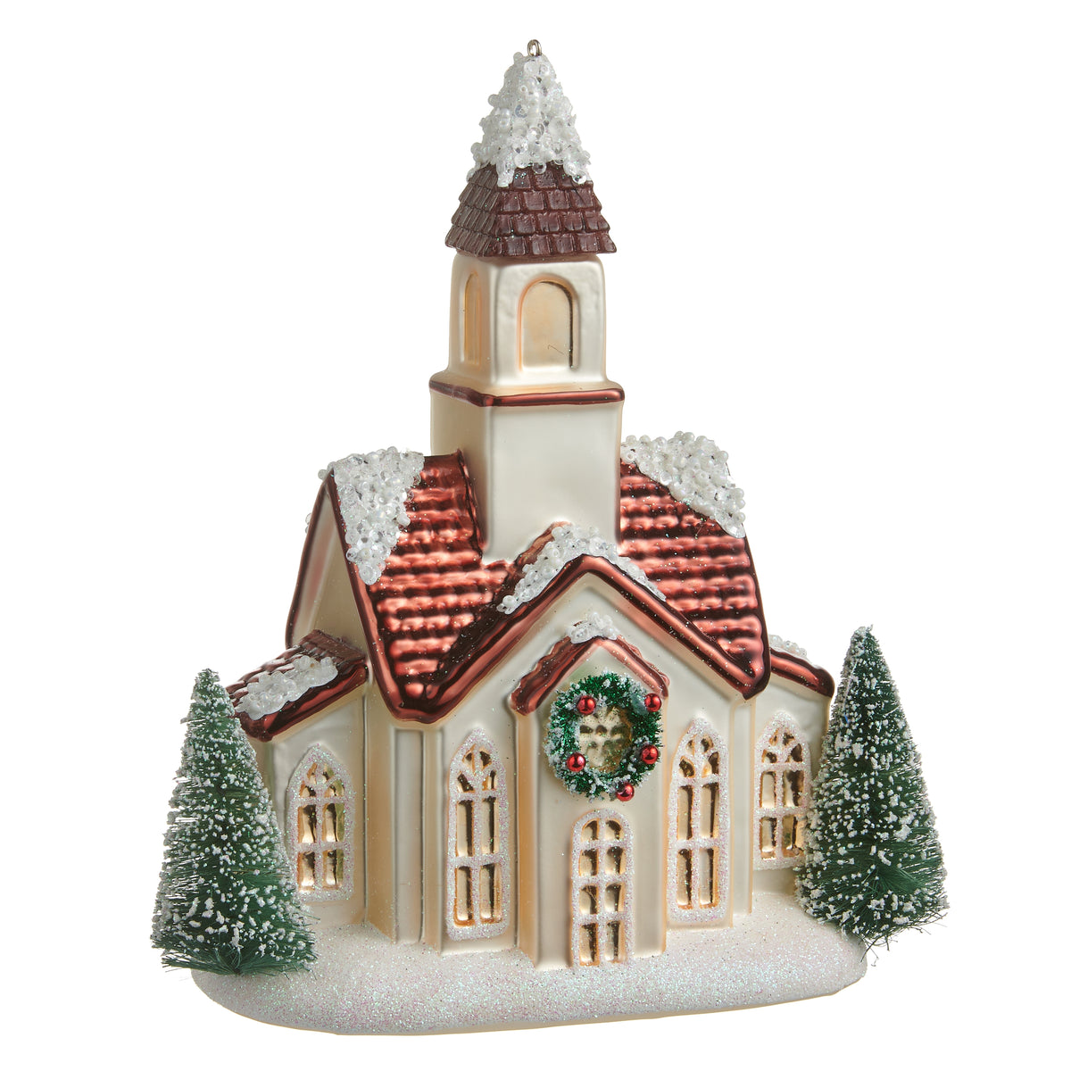 glass Church Ornament on a white background
