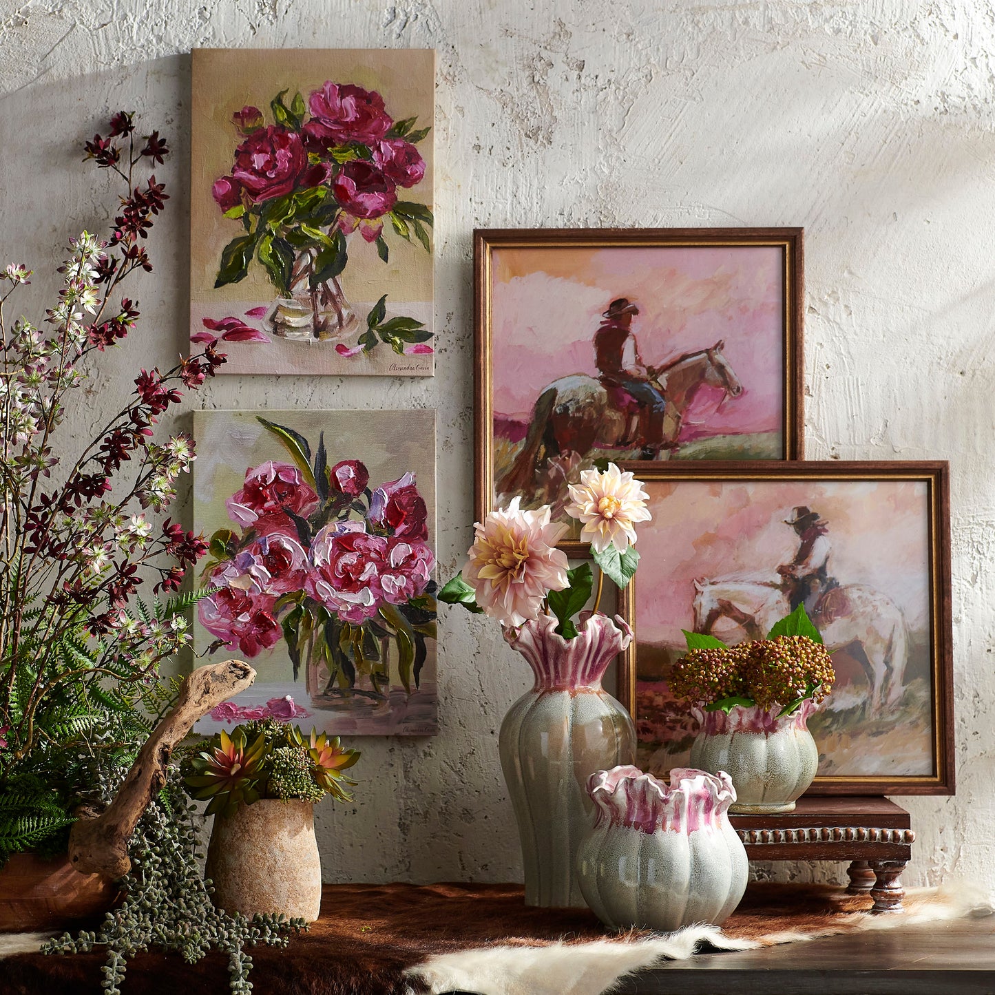 Rosy Whispers wall art in a decorated stting