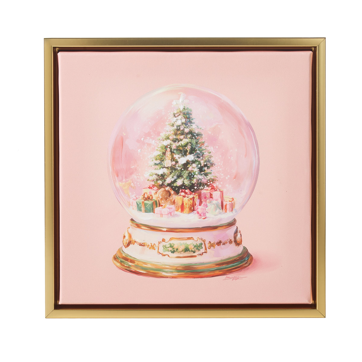 Pink Snow Globe Wall Art on a white background