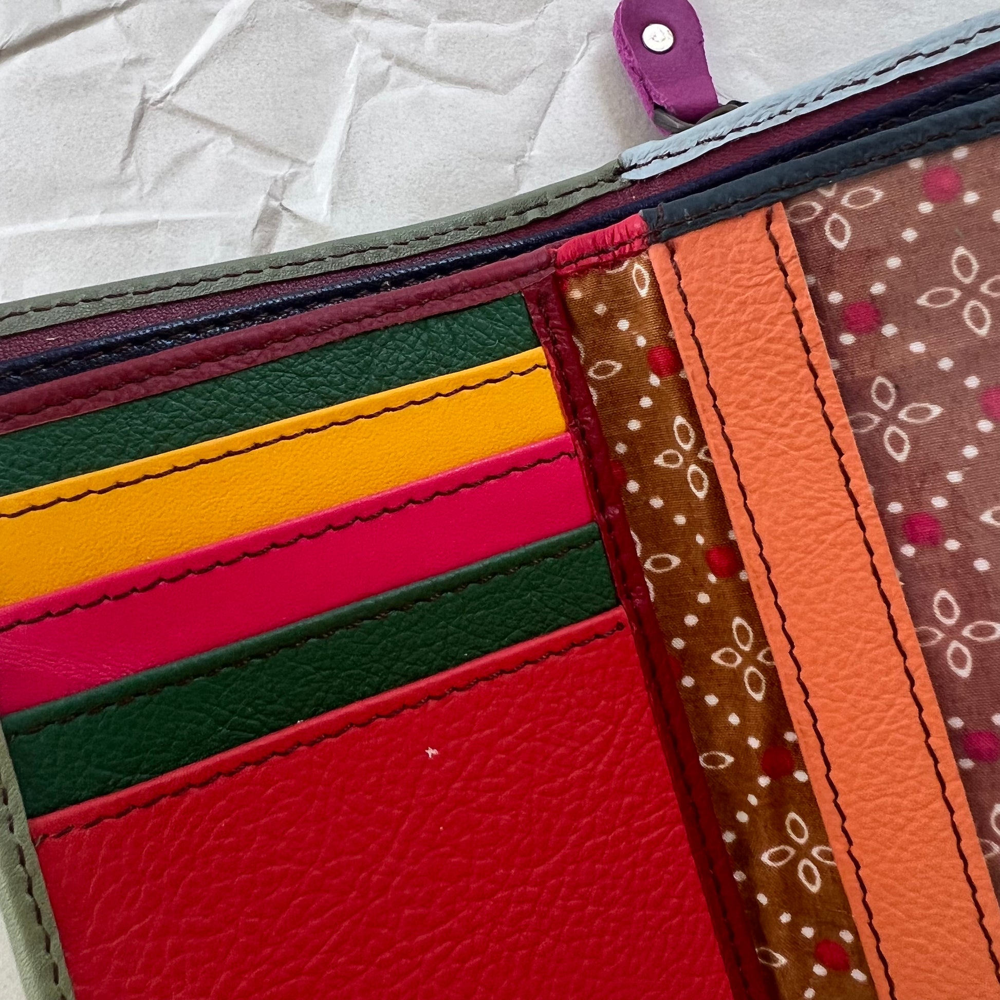 close-up of colorful card slots
