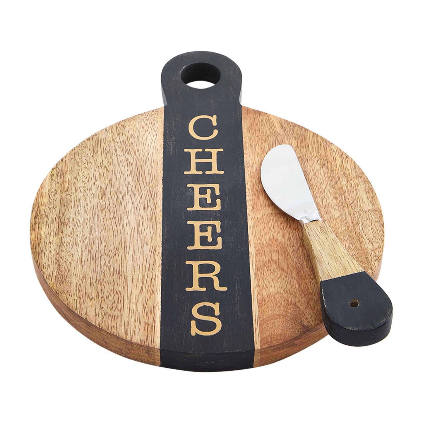 "cheers" board and spreader on a white background.