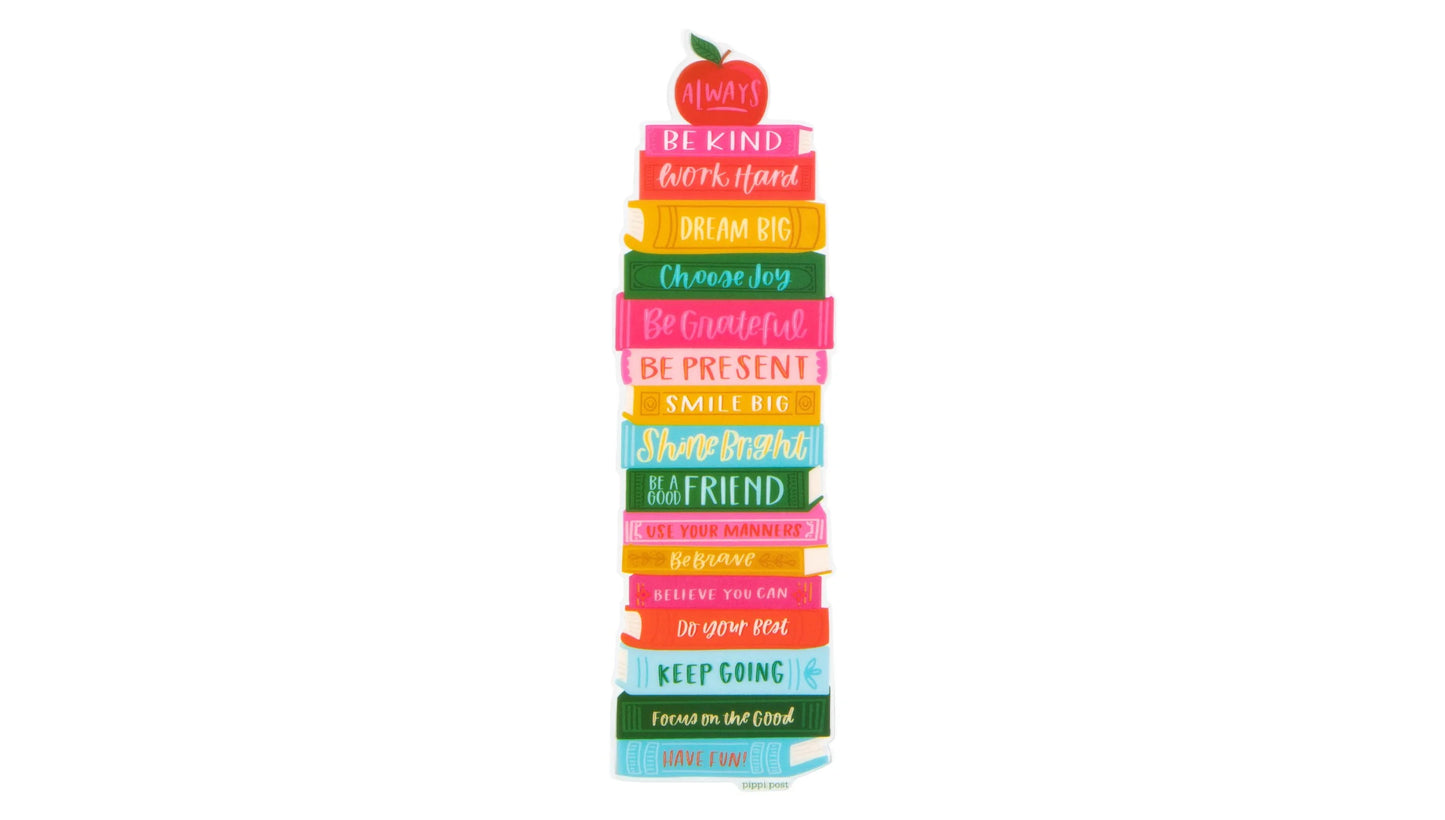 Affirmations Book Stack Transparent Bookmark shown on a white background