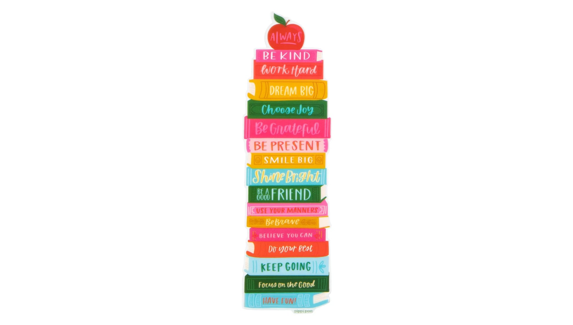 Affirmations Book Stack Transparent Bookmark shown on a white background