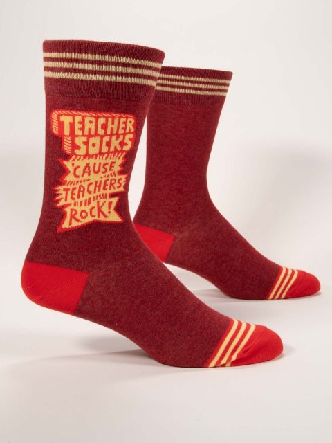 side view of Teacher Men's Crew Socks displayed against a white background