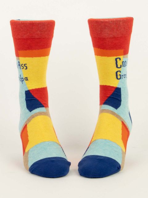 front view of the Cool Ass Grandpa Men's Crew Socks displayed against a white background
