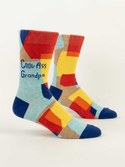 side view of the Cool Ass Grandpa Men's Crew Socks displayed against a white background