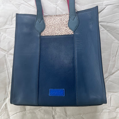 Cerulean & Raspberry Giselle tote showing blue side