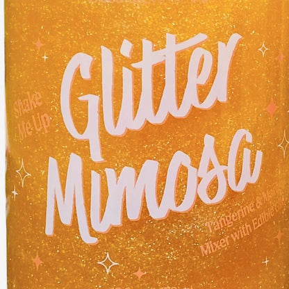 close-up of bottle of Glitter Mimosa Mixer