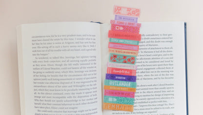Romance Novels Bookmark laying on a n open book