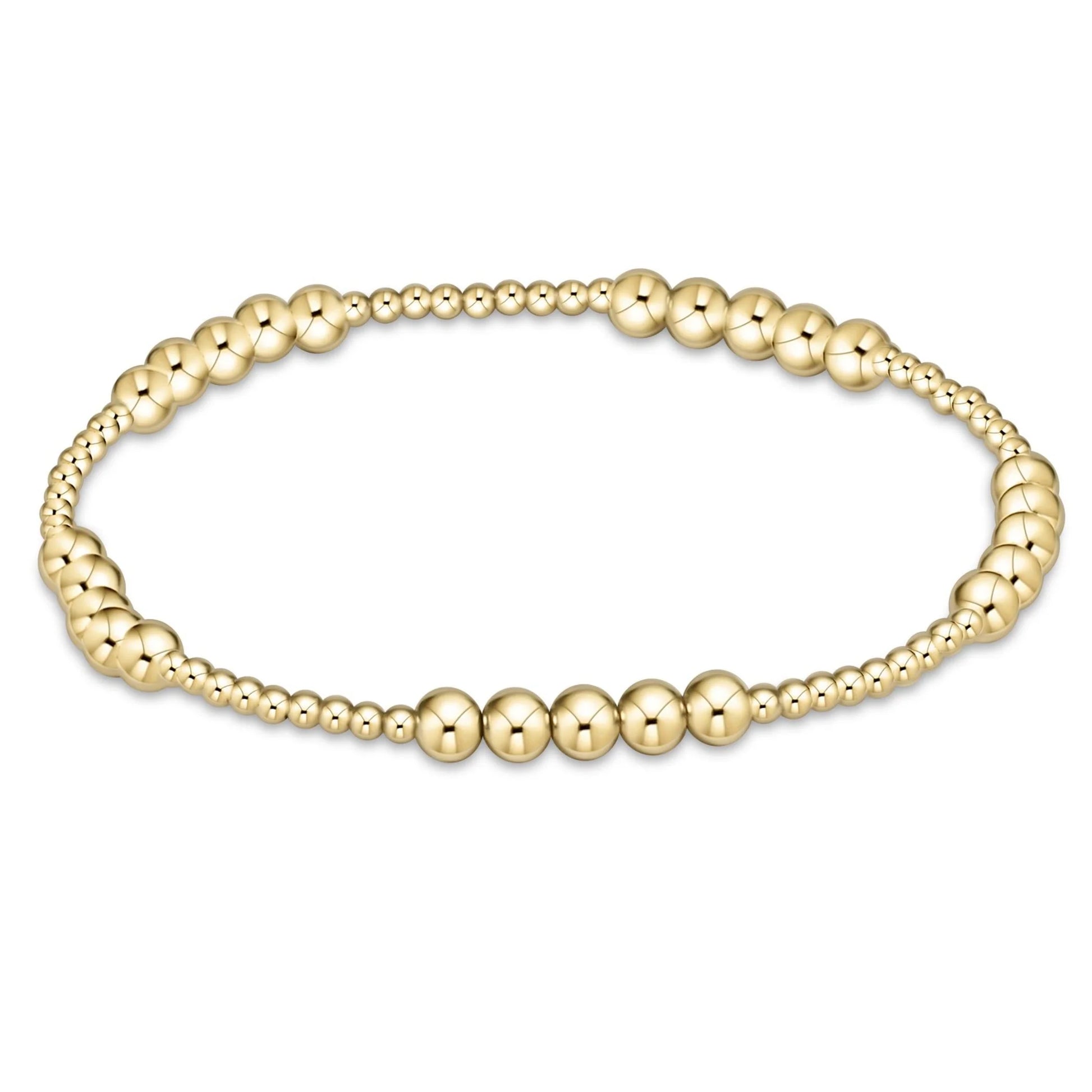 Classic Blissful Pattern 2mm Bead Bracelet, 4mm Gold