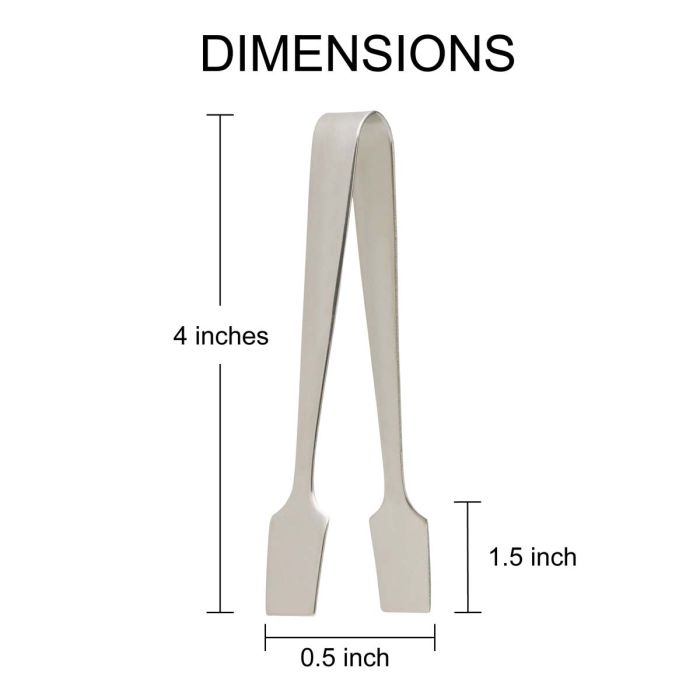 Measurement chart showing dimensions of small tongs